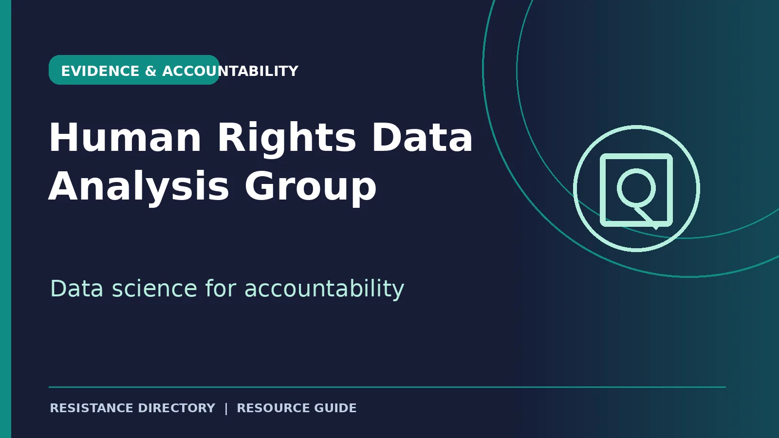 Custom Resistance Directory resource card for Human Rights Data Analysis Group, data science for accountability.